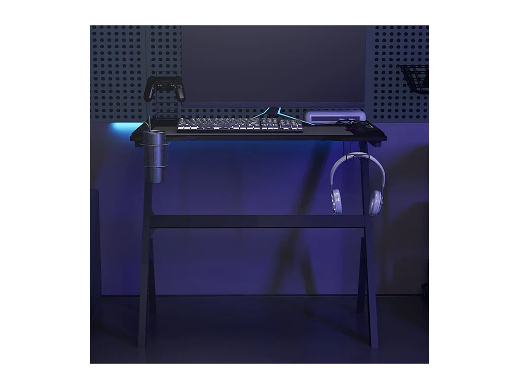 Y-vormig LED gamingbureau zwart 90x60x75 cm