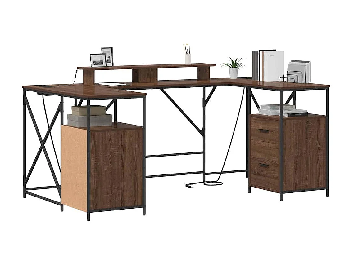 Escritorio de roble marrón 182 x 101 x 87,5 cm Madera de ingeniería