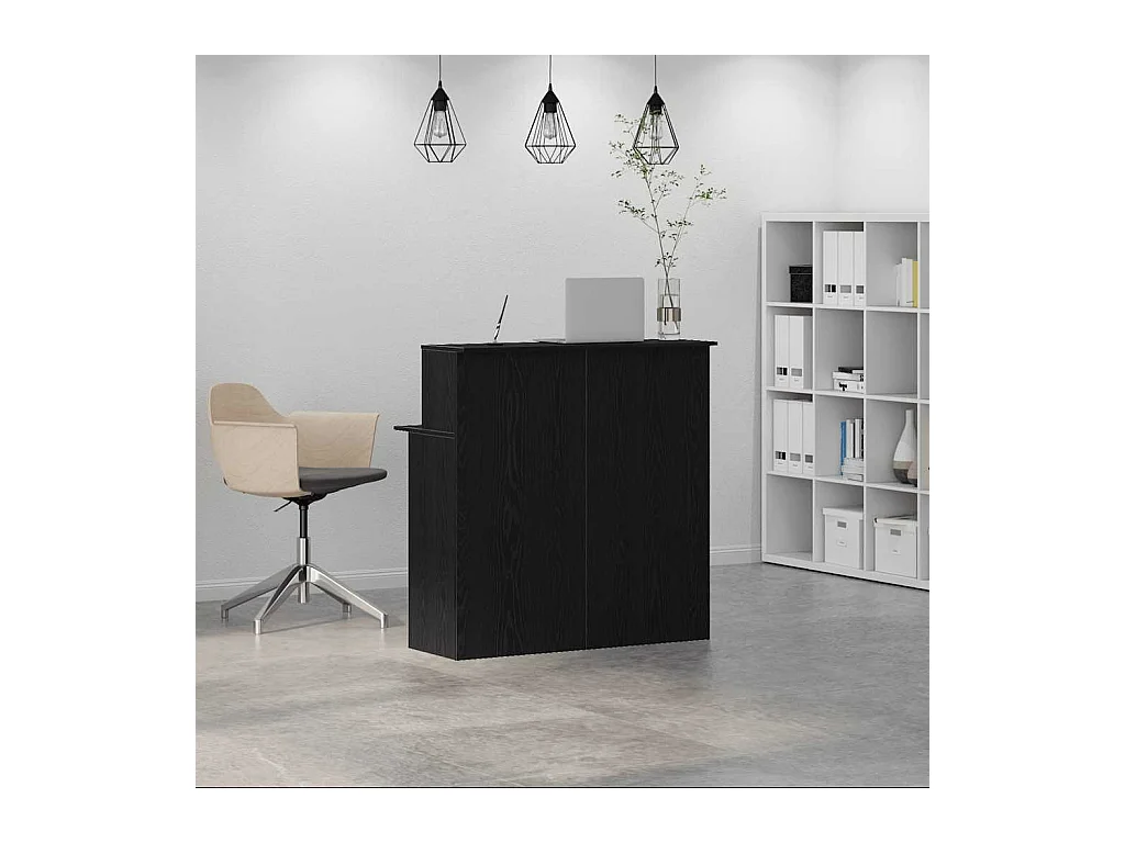 Bureau de réception noir 100x50x103,5 cm bois d'ingénierie