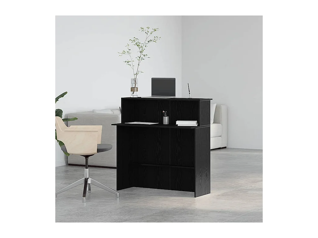 Bureau de réception noir 100x50x103,5 cm bois d'ingénierie