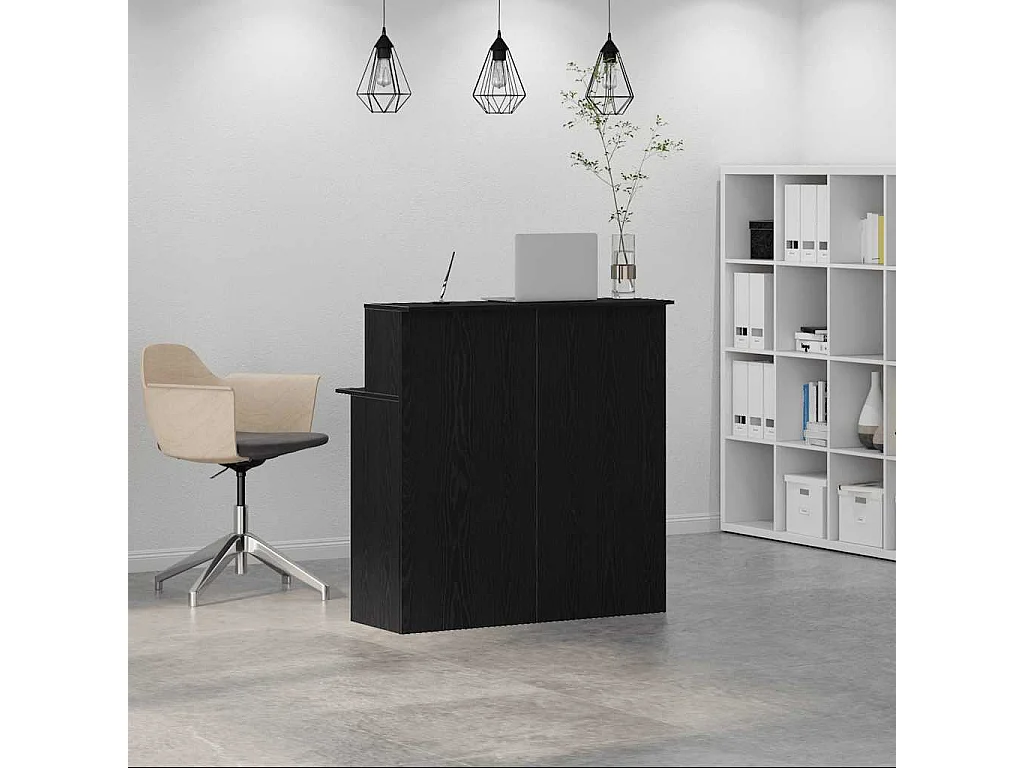 Bureau de réception noir 100x50x103,5 cm bois d'ingénierie