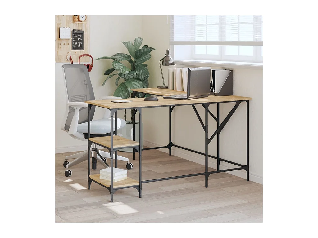 Bureau chêne sonoma 139x139x75 cm bois d'ingénierie