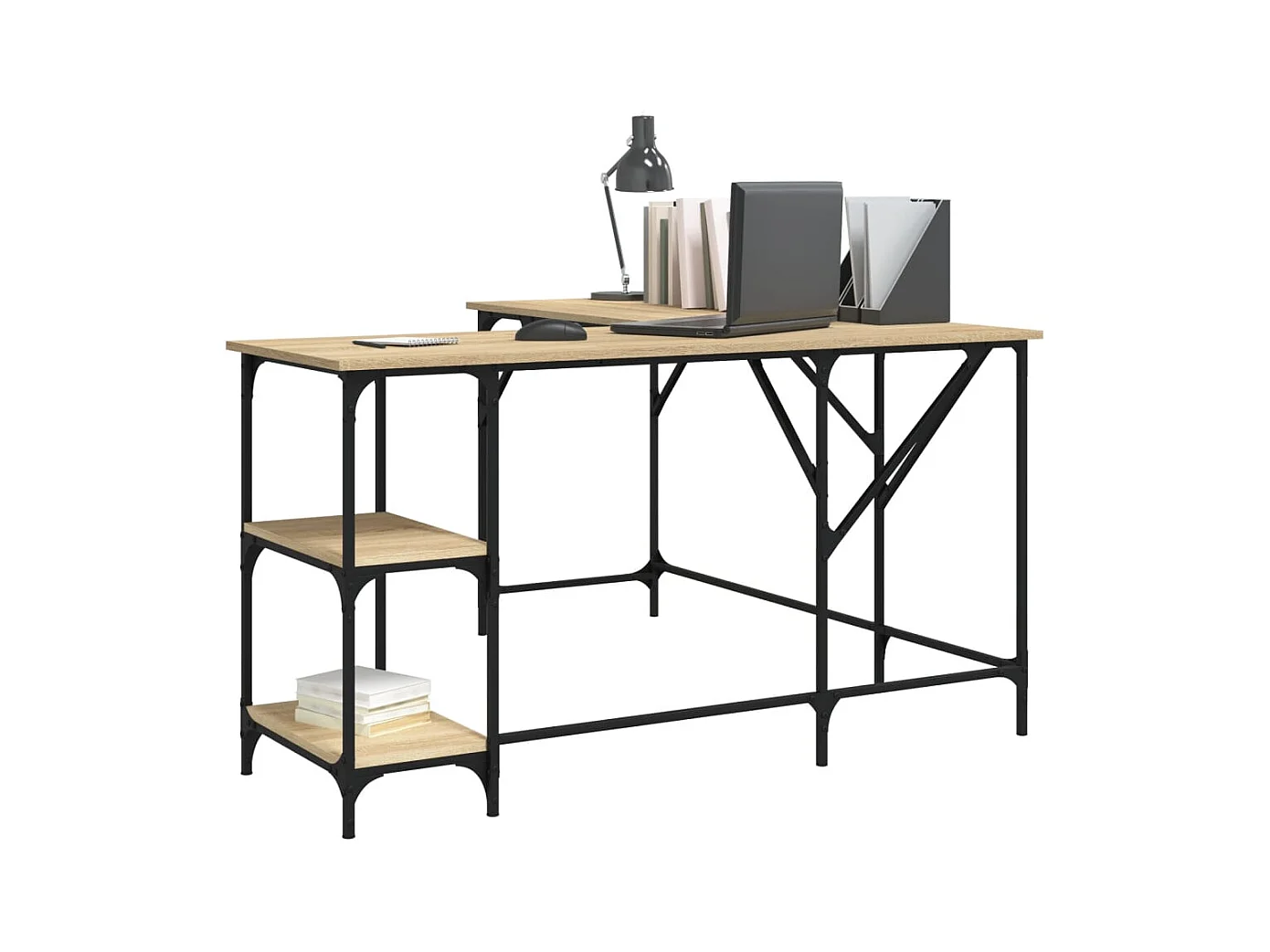 Bureau chêne sonoma 139x139x75 cm bois d'ingénierie