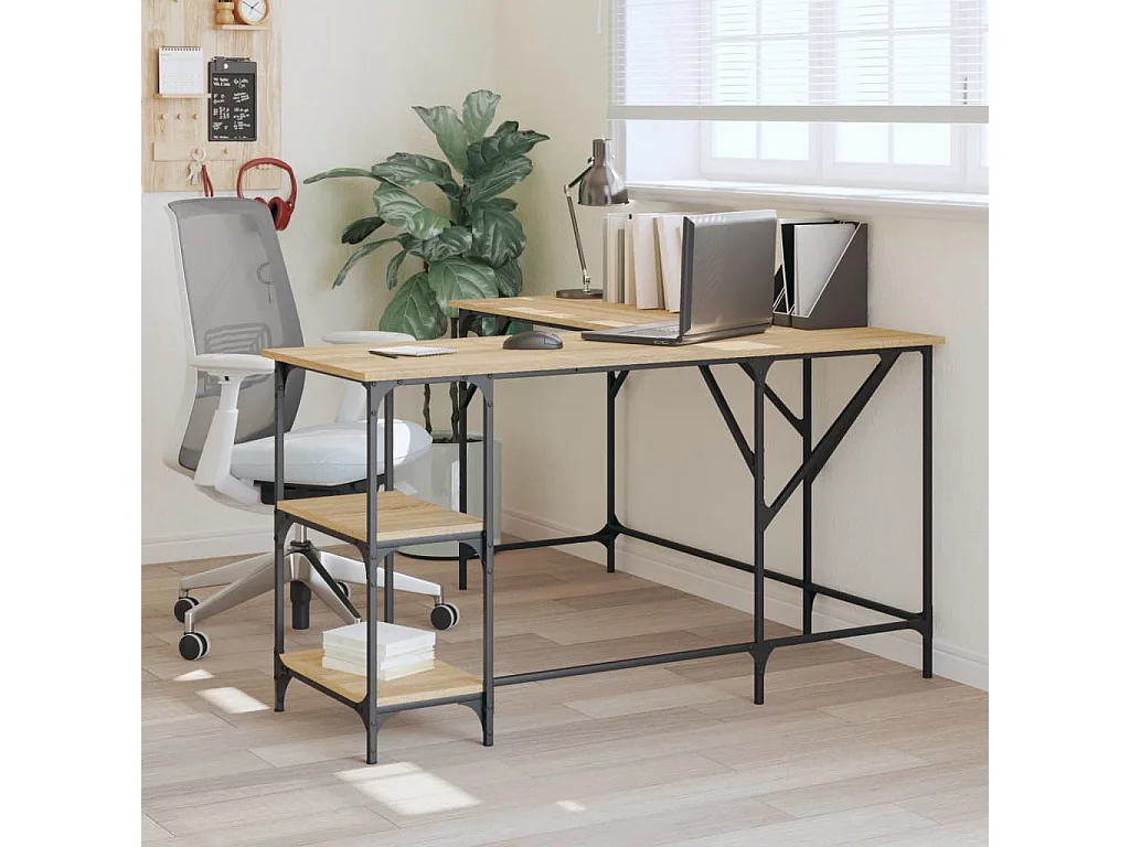 Bureau chêne sonoma 139x139x75 cm bois d'ingénierie