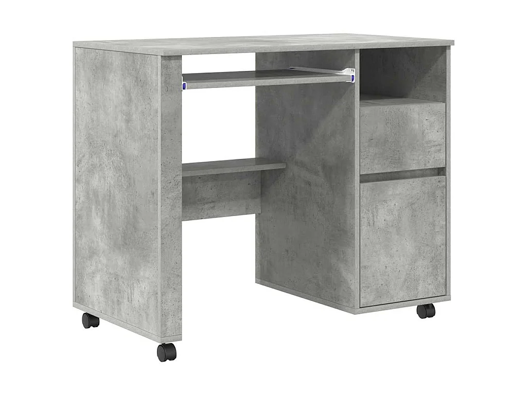 Bureau avec roulettes avec tiroir Chêne Béton 91 x 50 x 77 cm