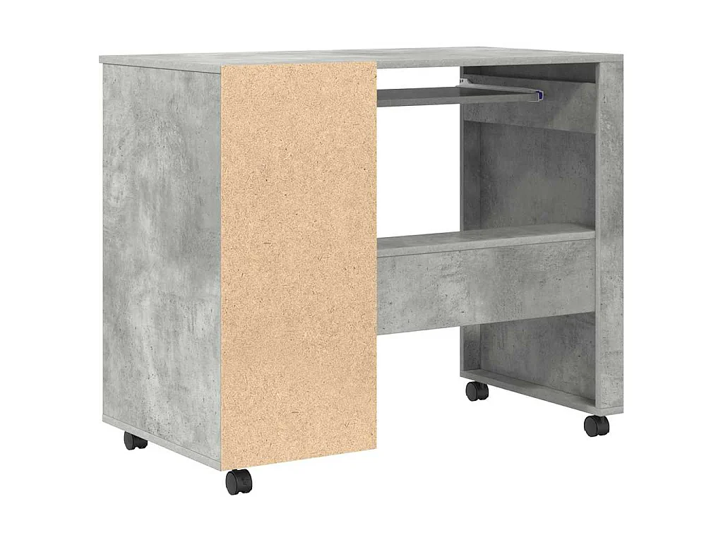 Bureau avec roulettes avec tiroir Chêne Béton 91 x 50 x 77 cm