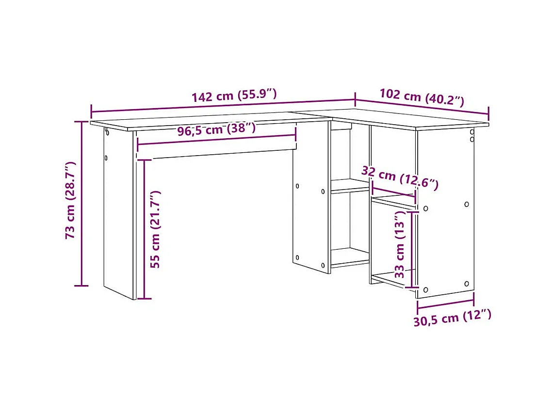 Bureau Chêne sonoma 142 x 102 x 73 cm Bois d'ingénierie