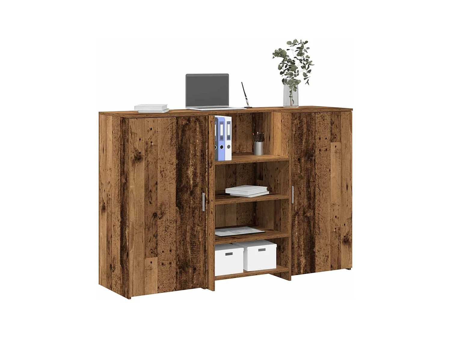 Bureau de réception vieux bois 155x50x103,5cm bois d'ingénierie