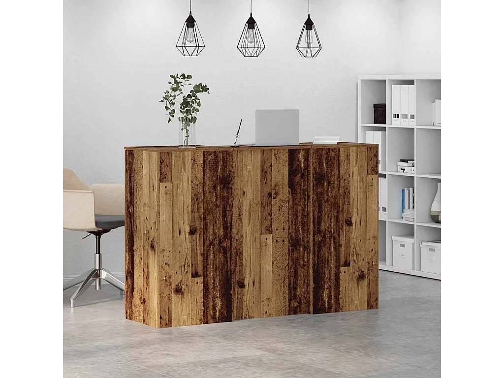 Bureau de réception vieux bois 155x50x103,5cm bois d'ingénierie