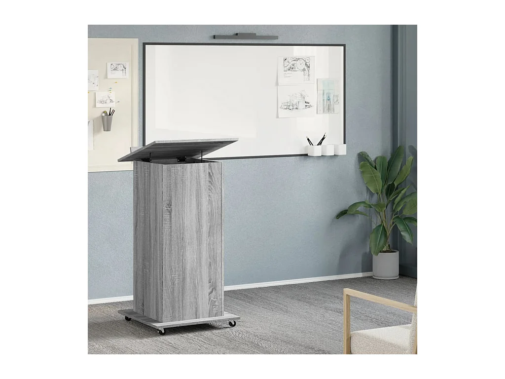 Schreibtisch aus Sonoma-Holzwerkstoff in Grau mit Rollen und Schublade