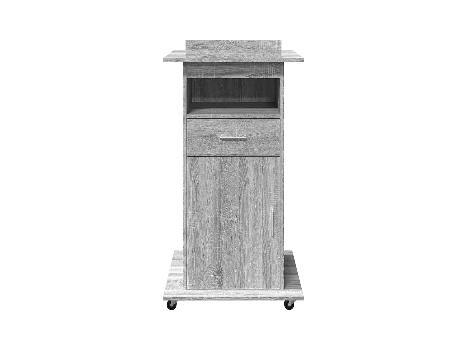 Schreibtisch aus Sonoma-Holzwerkstoff in Grau mit Rollen und Schublade