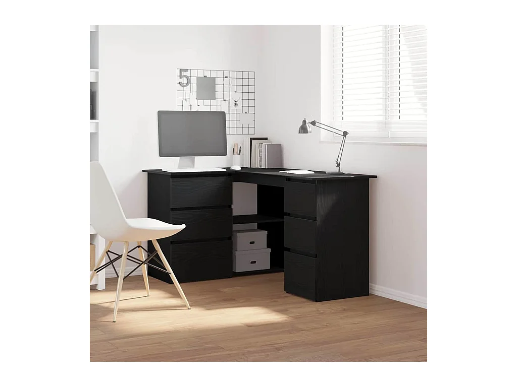 Bureau d'angle Chêne noir 145 x 100 x 76 cm Bois d'ingénierie