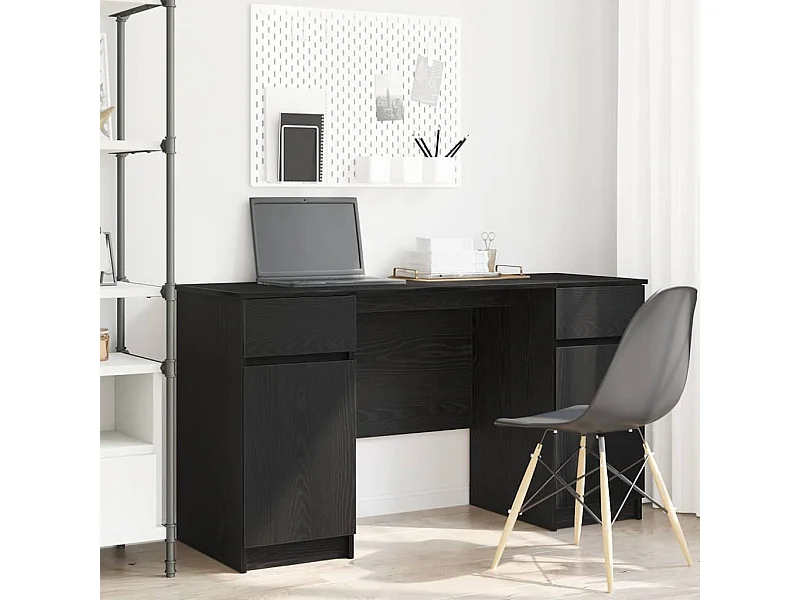 Bureau avec porte Chêne noir 140 x 49 x 76 cm Bois d'ingénierie