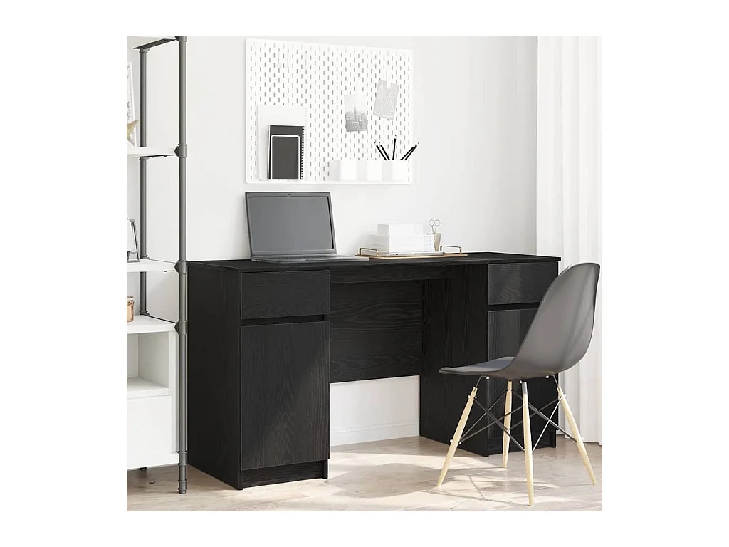 Bureau avec porte Chêne noir 140 x 49 x 76 cm Bois d'ingénierie