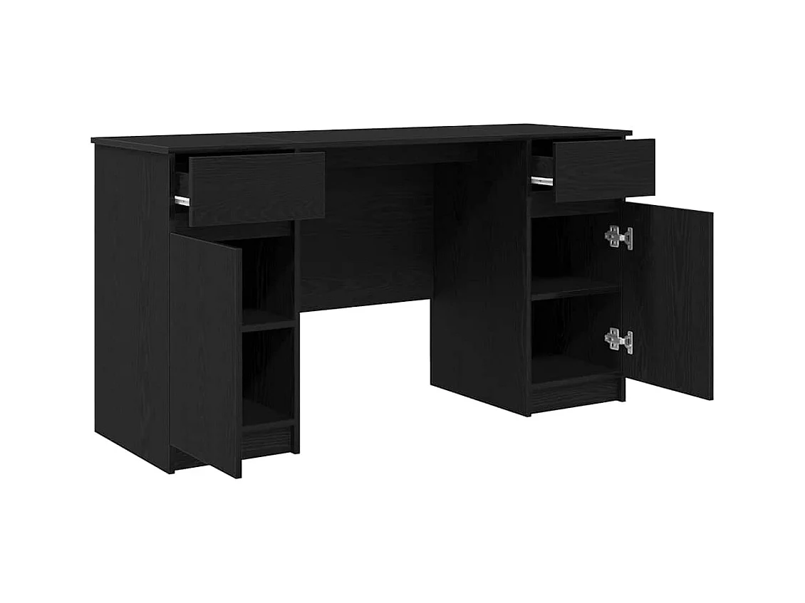 Bureau avec porte Chêne noir 140 x 49 x 76 cm Bois d'ingénierie