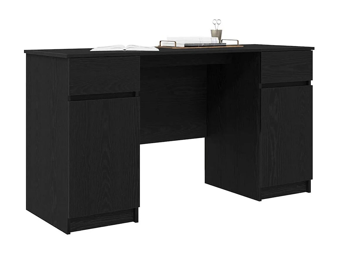 Bureau avec porte Chêne noir 140 x 49 x 76 cm Bois d'ingénierie