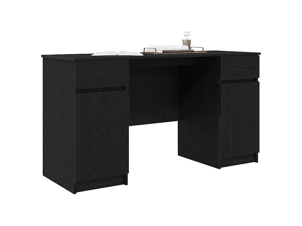 Bureau avec porte Chêne noir 140 x 49 x 76 cm Bois d'ingénierie