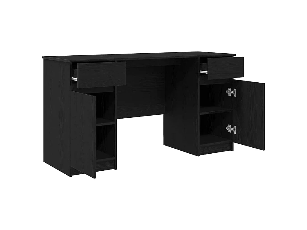 Bureau avec porte Chêne noir 140 x 49 x 76 cm Bois d'ingénierie