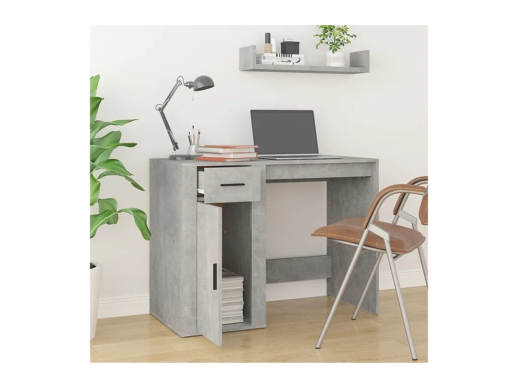 Escritorio de hormigón gris 100x49x75 cm Madera de ingeniería