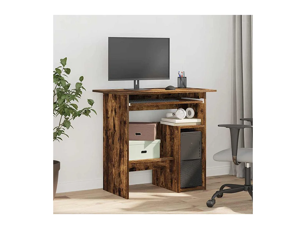 Gerookt eikenhouten bureau 80x45x74 cm, bewerkt hout