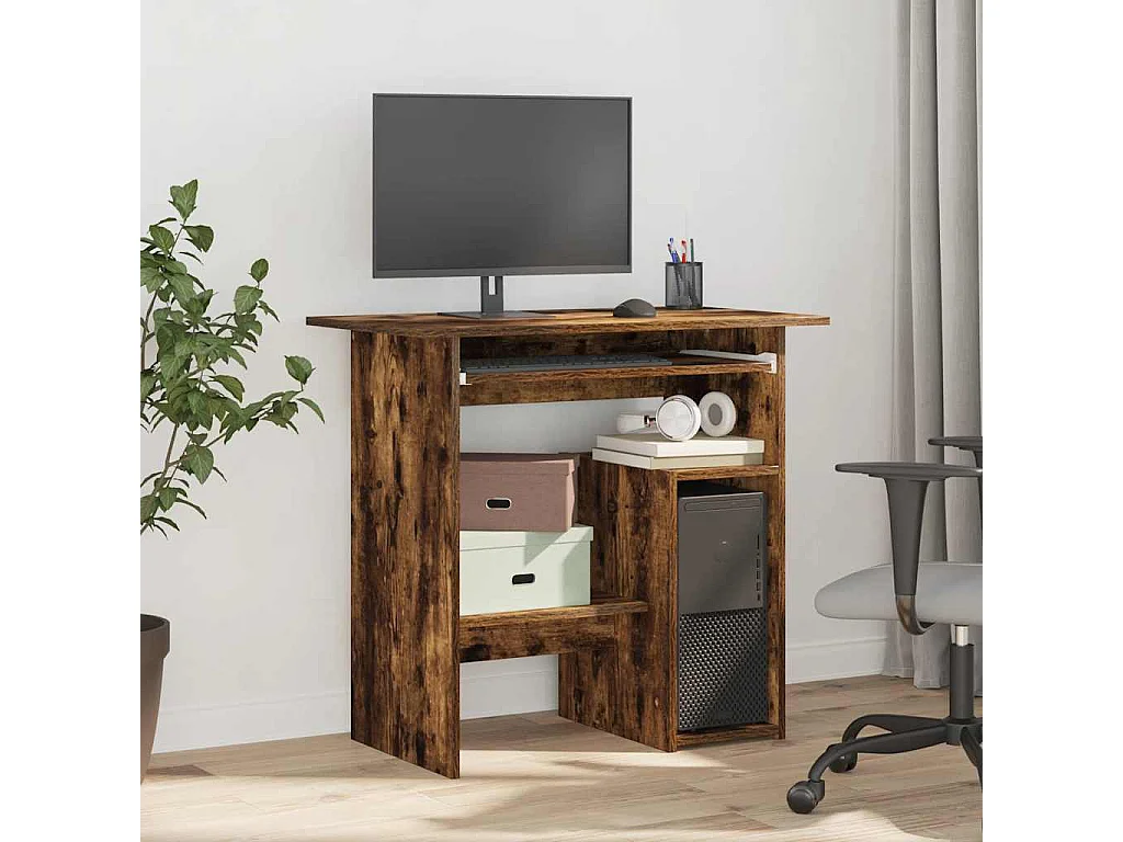 Scrivania in rovere affumicato 80x45x74 cm in legno ingegnerizzato