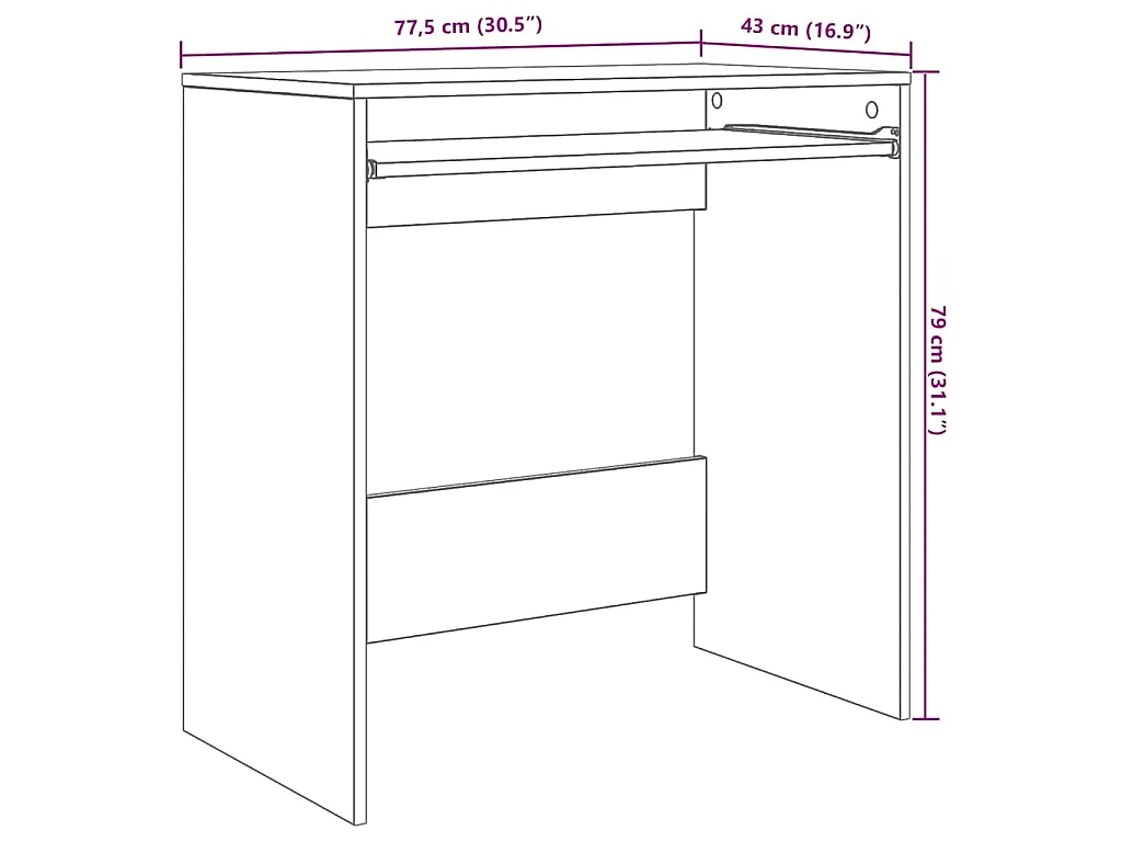 Schreibtisch aus Sonoma-Eiche, 77,5 x 43 x 79 cm, Holzwerkstoff