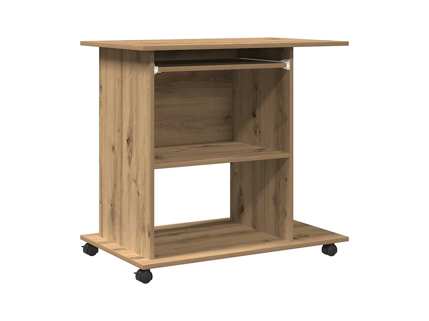 Bureau d'ordinateur chêne artisanal 80x50x75 cm bois ingénierie