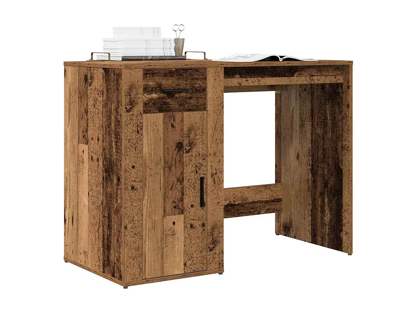 Oud houten bureau 100x49x75 cm bewerkt hout