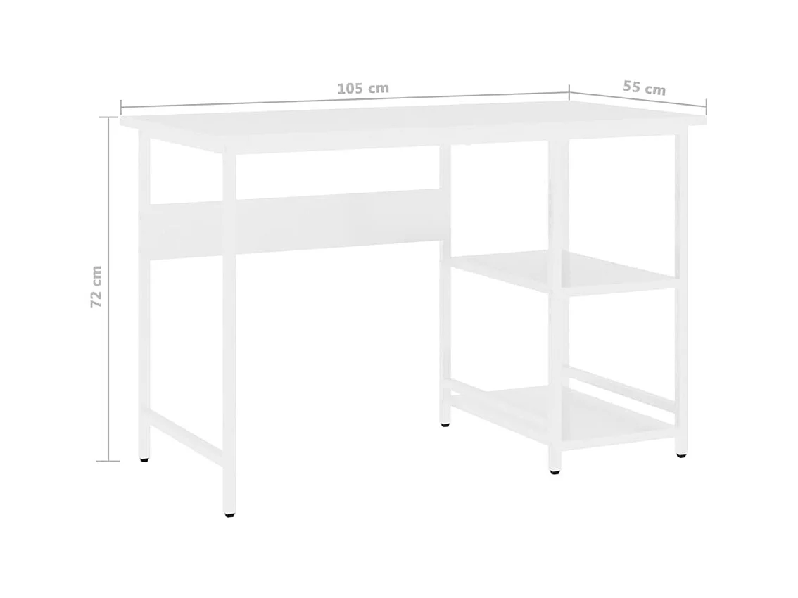 Weißer Computertisch 105x55x72 cm MDF und Metall