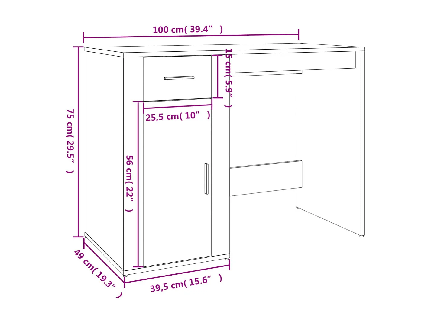 Sonoma Gray Engineered Wood Bureau met Kast