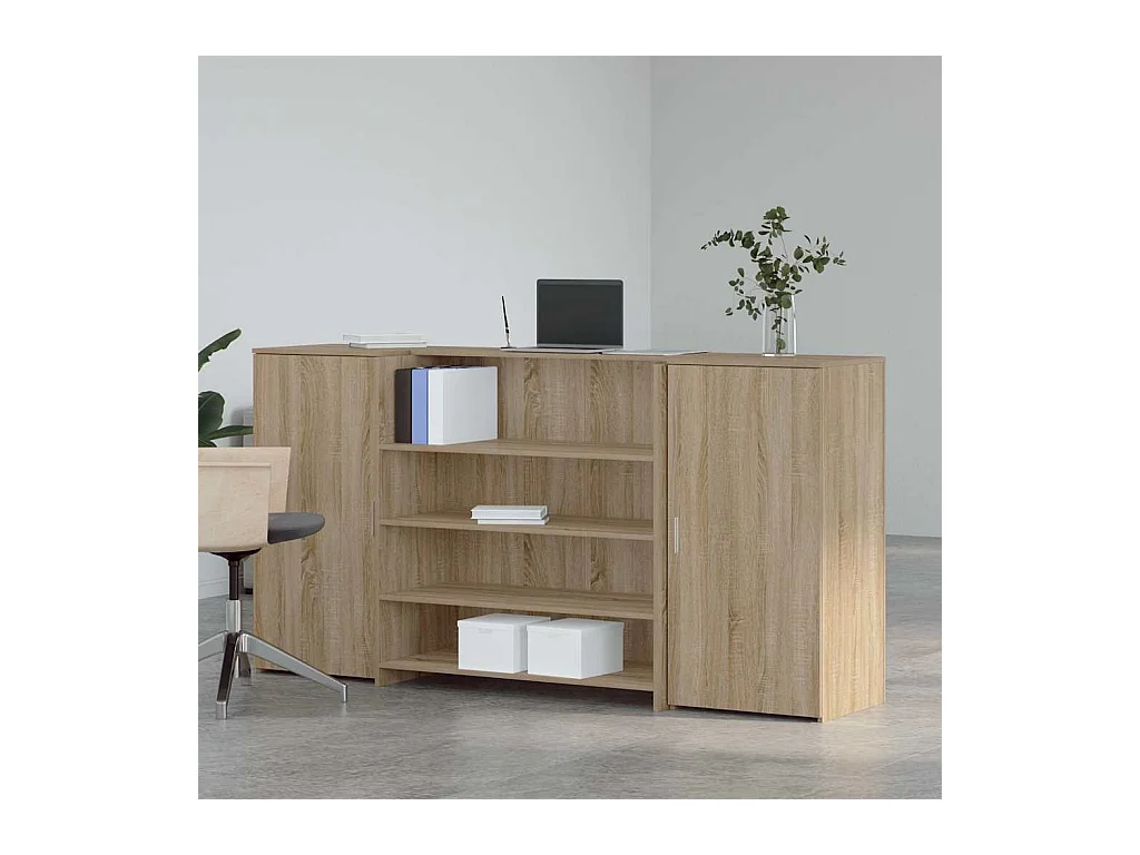 Bureau réception chêne sonoma 200x50x103,5 cm bois d'ingénierie