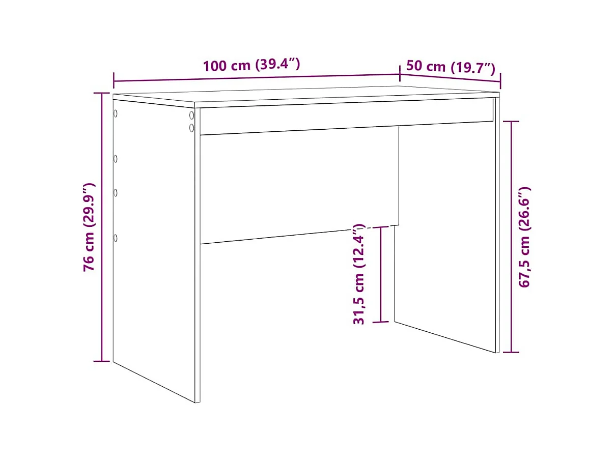 Bureau Blanc 100 x 50 x 76 cm Bois d'ingénierie
