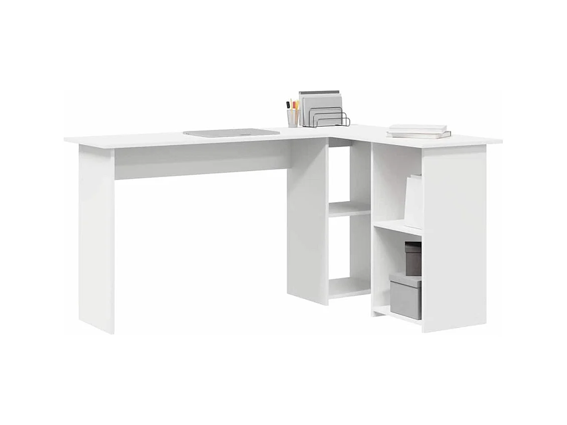 Bureau avec étagère Blanc 142 x 102 x 73 cm Bois d'ingénierie