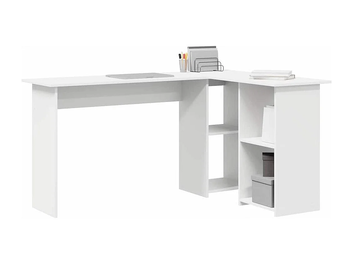 Bureau avec étagère Blanc 142 x 102 x 73 cm Bois d'ingénierie