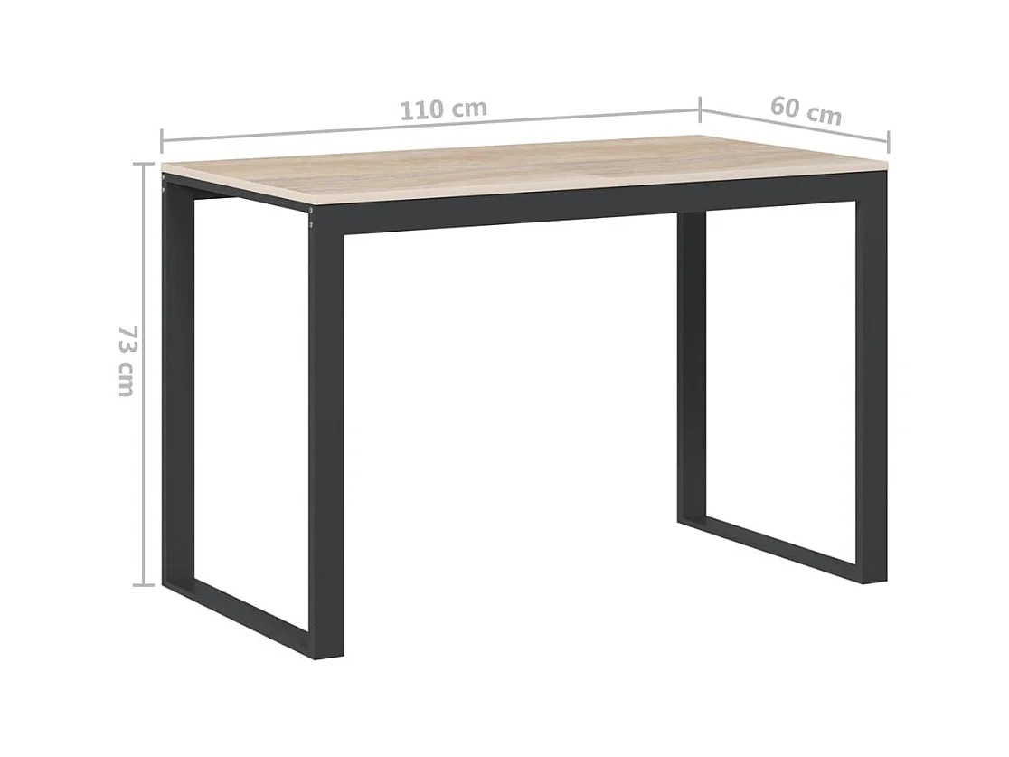 Escritorio de ordenador negro y roble 110x60x73 cm Aglomerado