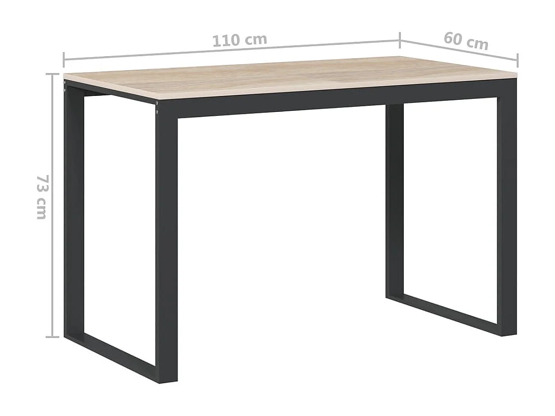 Scrivania per computer nera e rovere 110x60x73 cm in truciolato