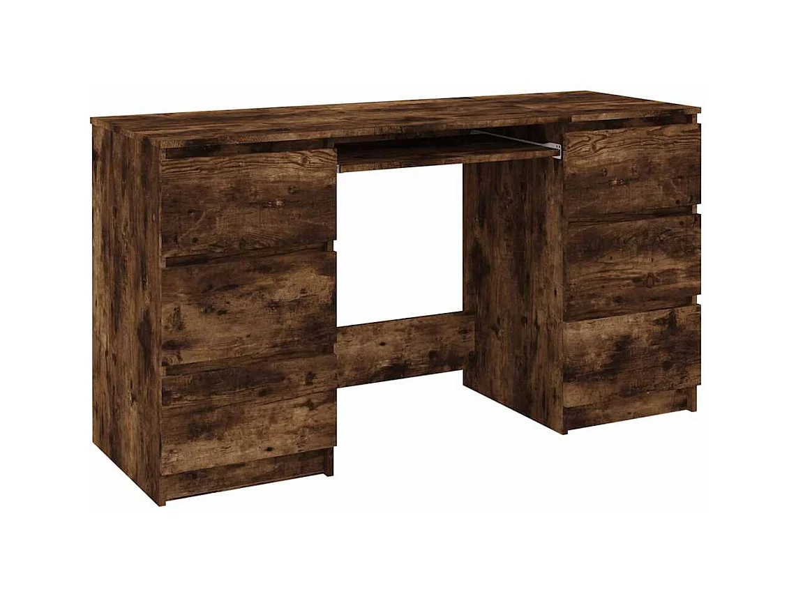 Gerookt eikenhouten bureau 140x50x77 cm, bewerkt hout