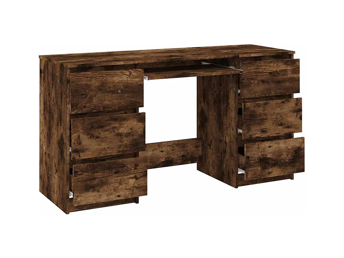 Gerookt eikenhouten bureau 140x50x77 cm, bewerkt hout