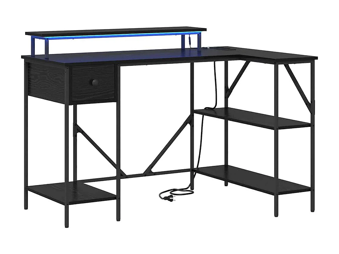 Zwart eiken bureau 120 x 79 x 86,5 cm bewerkt hout