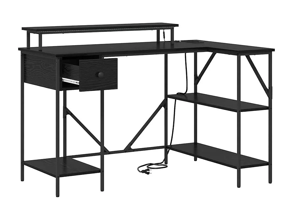 Zwart eiken bureau 120 x 79 x 86,5 cm bewerkt hout