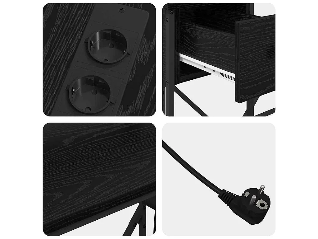 Scrivania in rovere nero 120 x 79 x 86,5 cm in legno ingegnerizzato