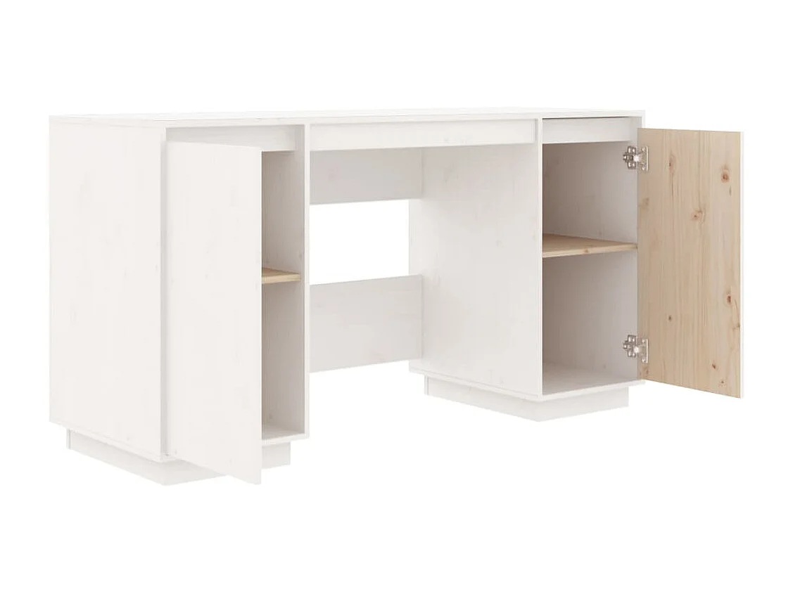 Weißer Schreibtisch 140x50x75 cm massives Kiefernholz