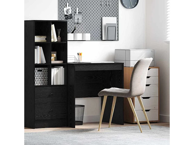 Scrivania in rovere nero 70 x 50 x 76 cm in legno ingegnerizzato