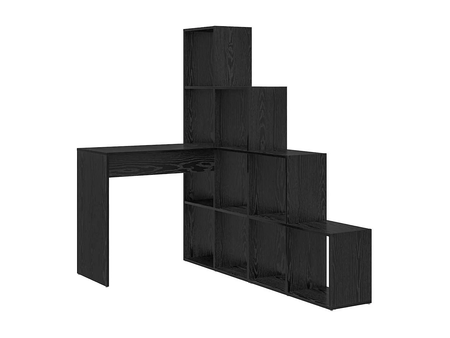 Bureau d'angle avec étagère Chêne noir 101.5 x 149.5 x 149.5 cm