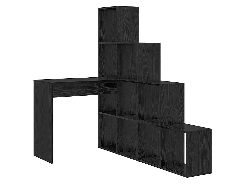 Bureau d'angle avec étagère Chêne noir 101.5 x 149.5 x 149.5 cm