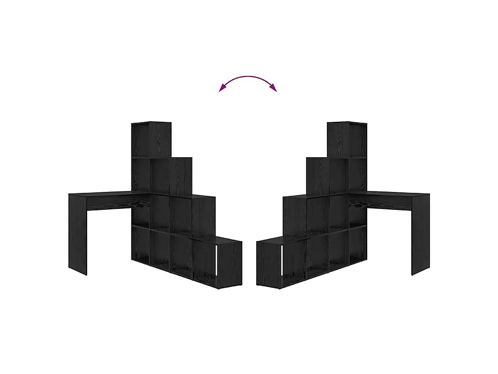 Bureau d'angle avec étagère Chêne noir 101.5 x 149.5 x 149.5 cm