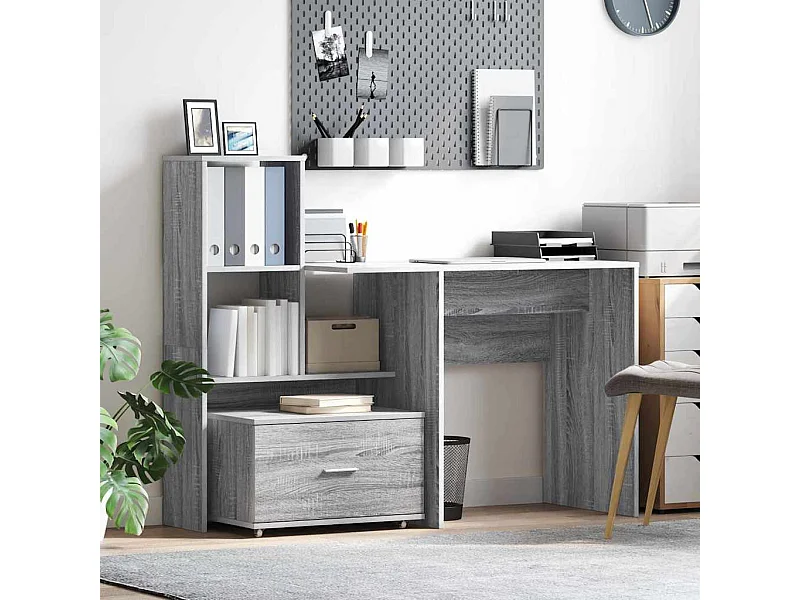 Bureau Sonoma gris 131,5 x 50 x 106,5 cm Bois d'ingénierie