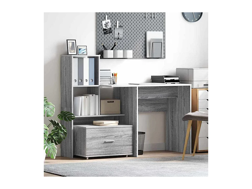 Bureau Sonoma gris 131,5 x 50 x 106,5 cm Bois d'ingénierie