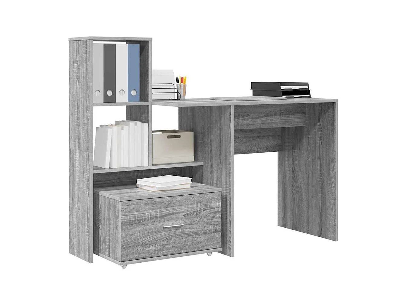 Bureau Sonoma gris 131,5 x 50 x 106,5 cm Bois d'ingénierie