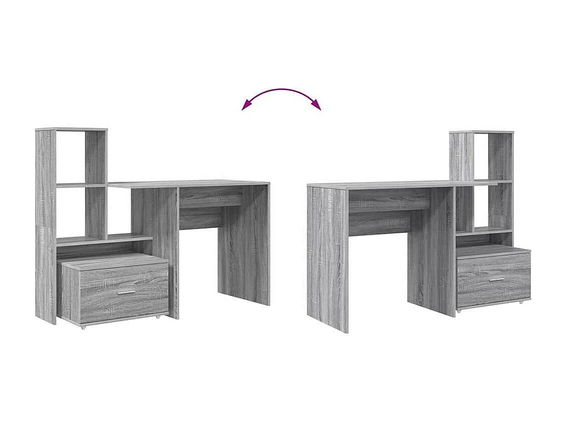 Bureau Sonoma gris 131,5 x 50 x 106,5 cm Bois d'ingénierie